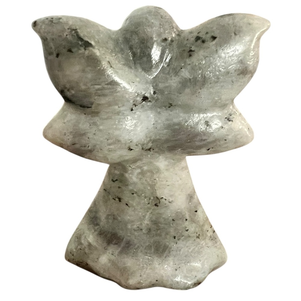 Labradorite Angel Figurine • Hand Carved Stone Angel • 3” Crystal Decor - Picture 2 of 5
